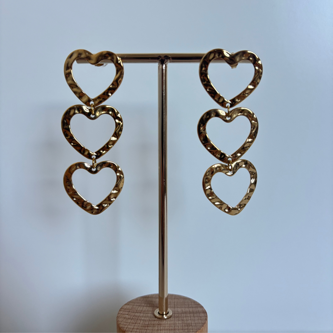 Triple heart earrings