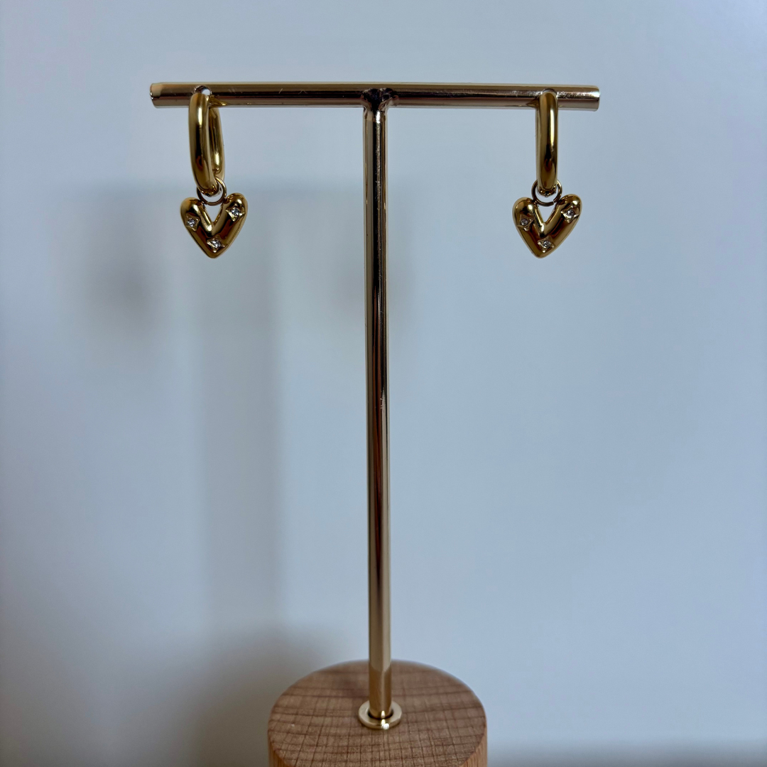Heart strass earrings
