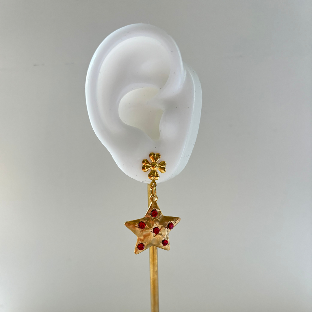 Shine star earrings red