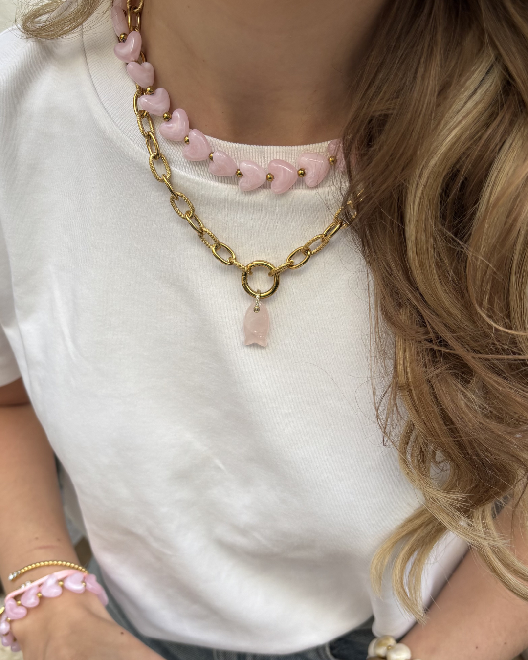 Pink fish necklace