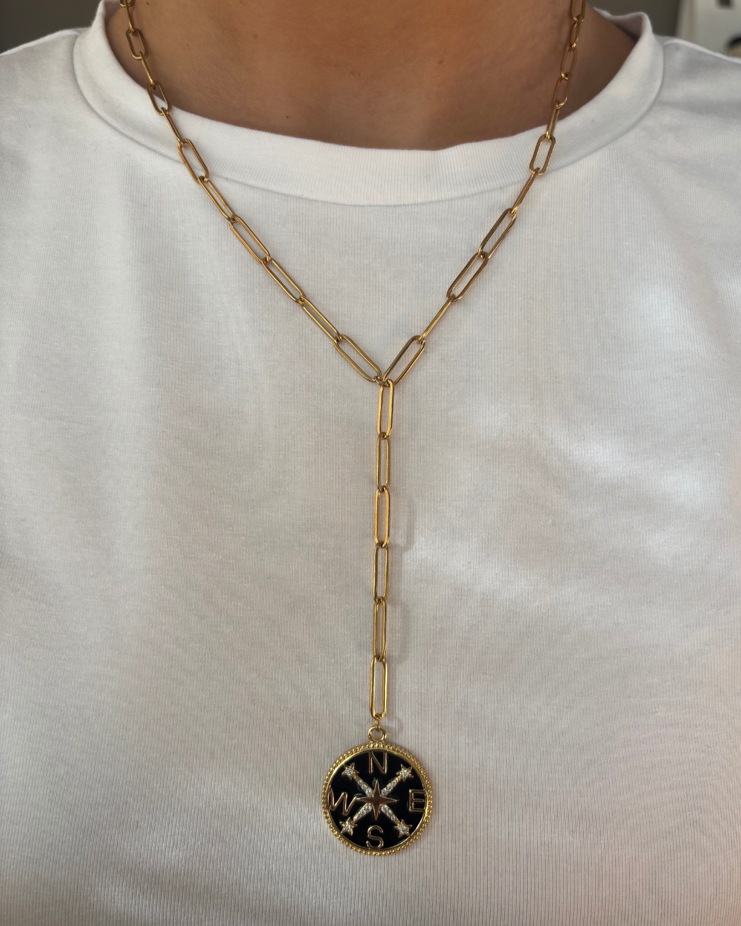 Compass necklace long