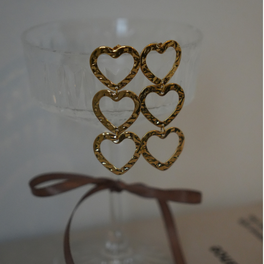 Triple heart earrings