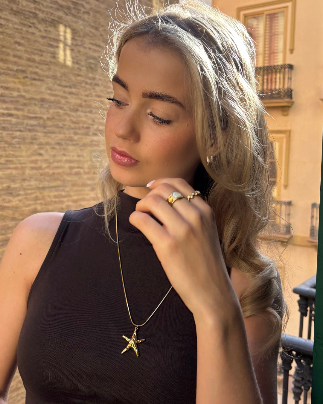 Starfish necklace long