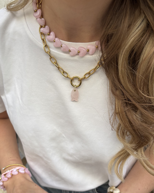 Pink fish necklace
